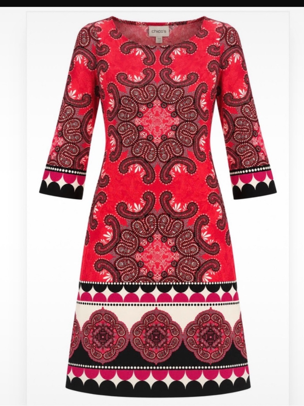 Chico's Red Paisley-Print A-Line Dress